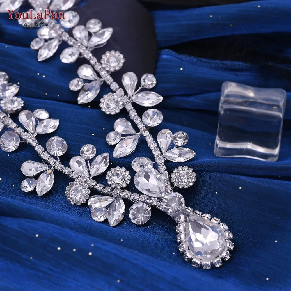 TOPQUEEN HN02 Fashion Rhinestone Choker Necklace for Bride Woman Wedding Accessories Water Drop Chain Pendant Chokers Jewelry
