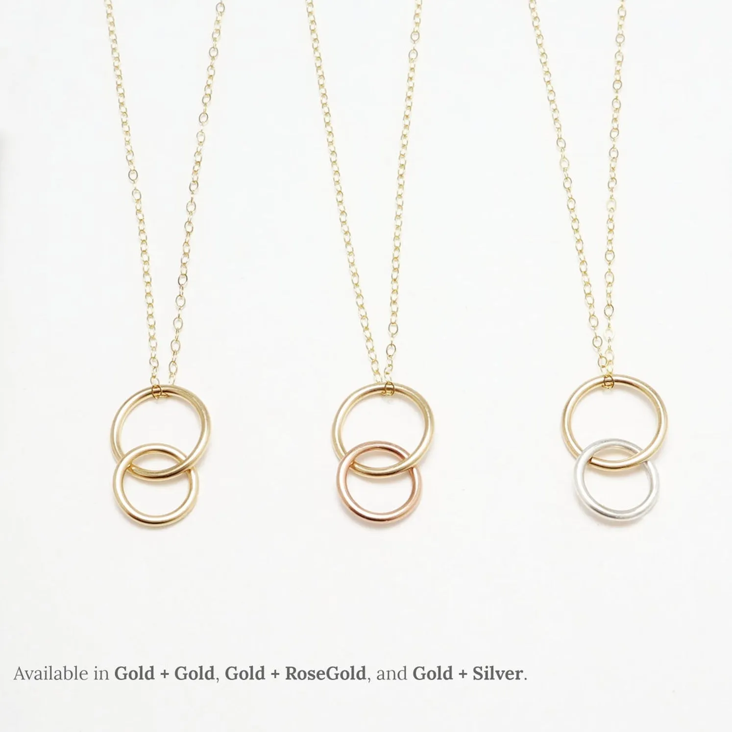 Unity Vertical Linked Circle Gold Necklace