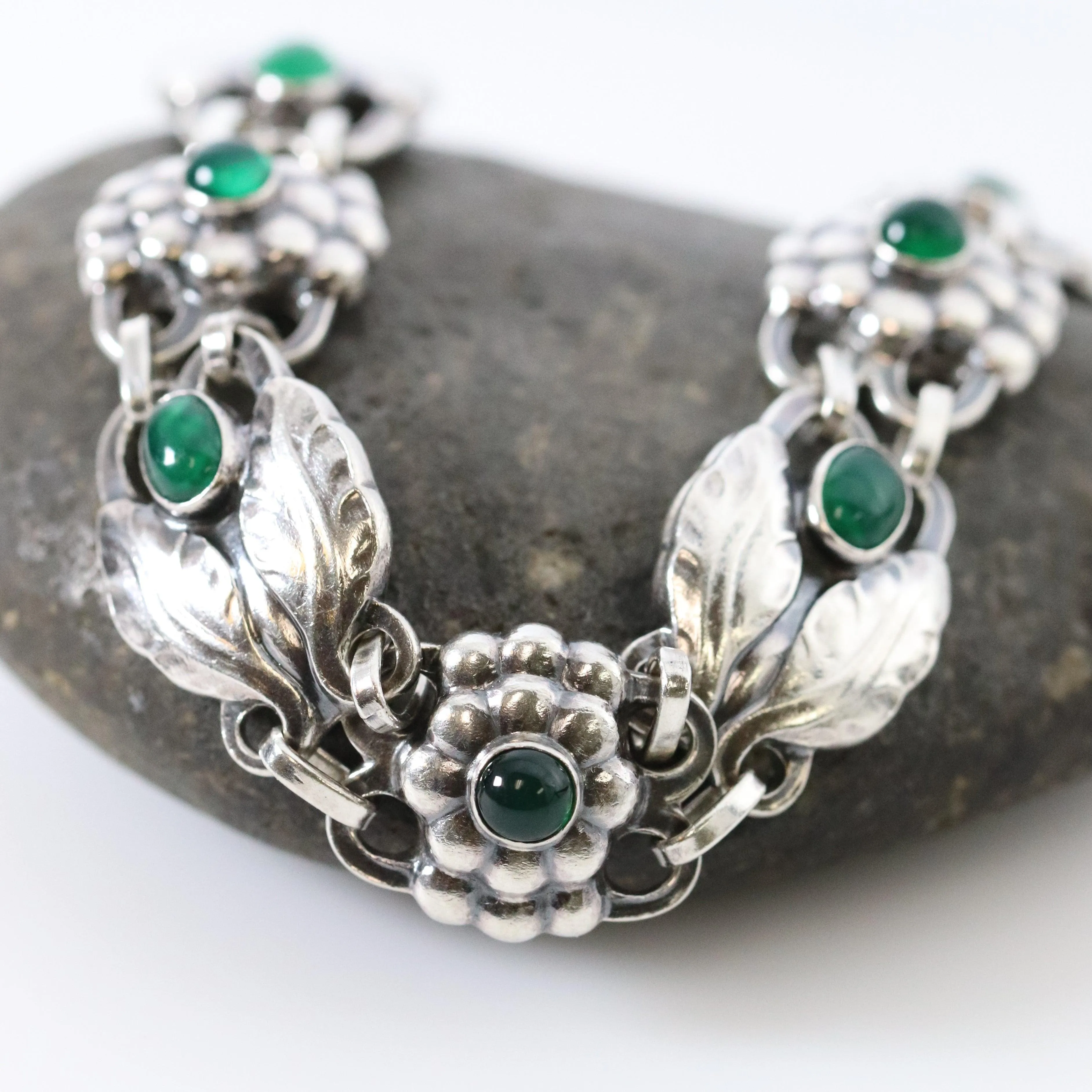 Vintage Georg Jensen Jewelry | Green Agate Bracelet 3 Denmark