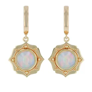 Vintage Halo Opal Drop Earrings