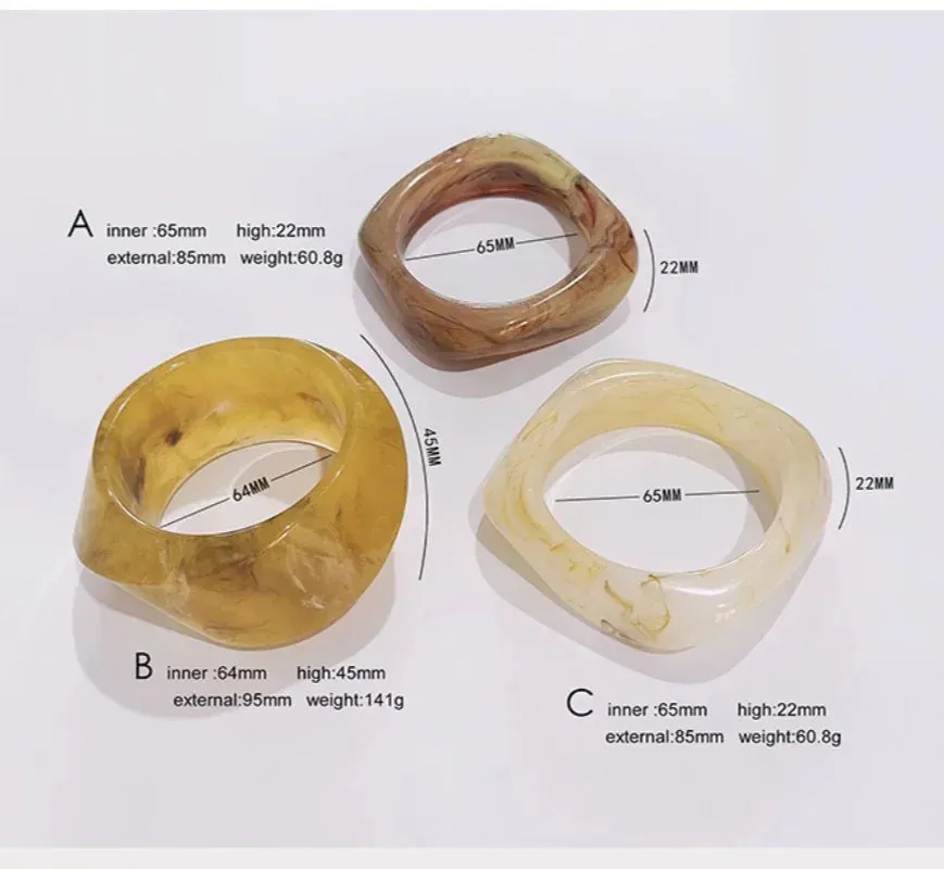 Vintage Punk Thick Irregular Resin Bracelet for Women Jewelry
