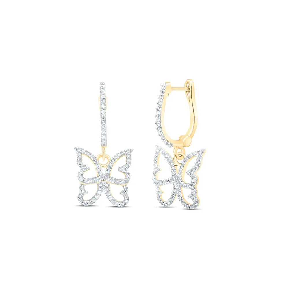 Whimsical Fluttering Wings Diamond Dangle Earrings