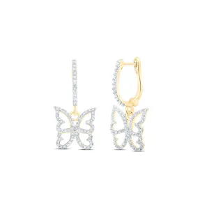Whimsical Fluttering Wings Diamond Dangle Earrings