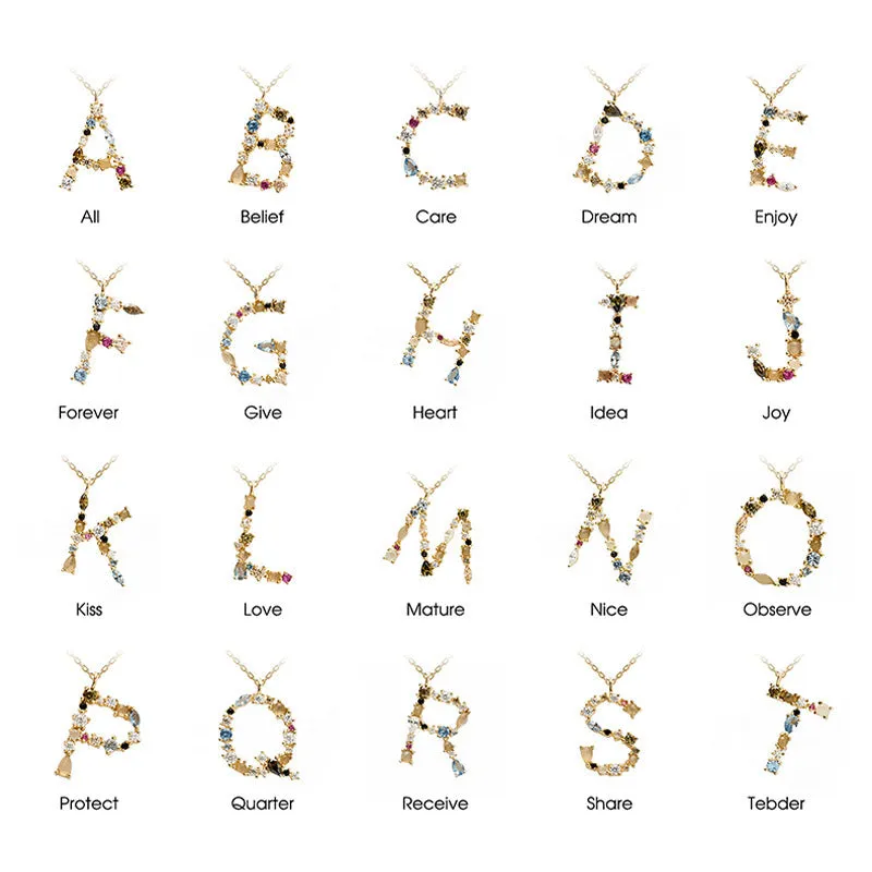Wholesale 26 Letter Classic Gold Plated Necklaces