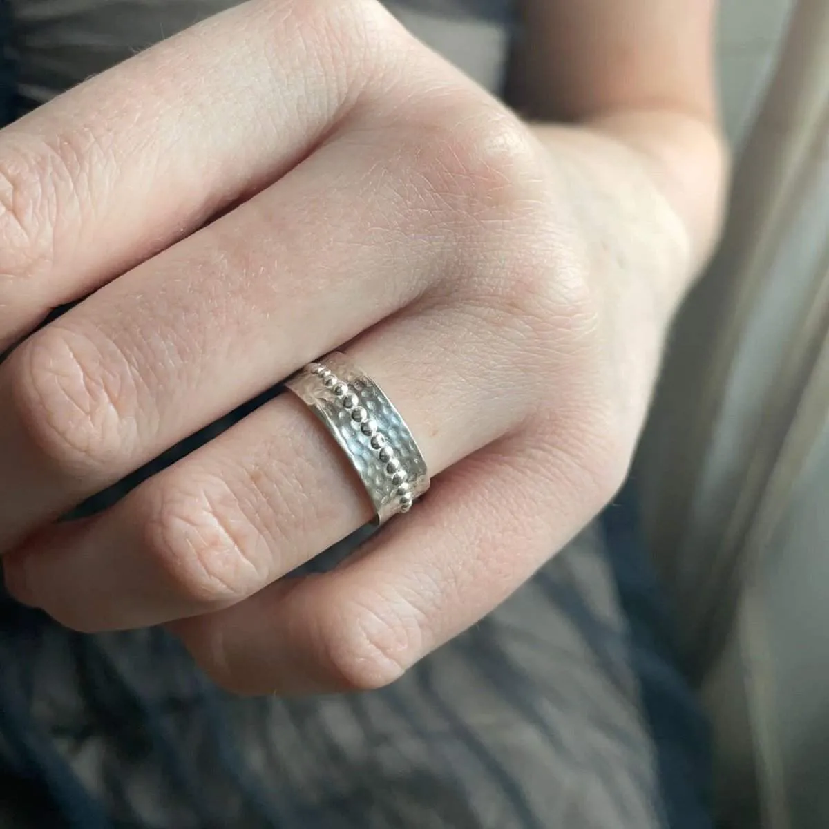Wide Silver Ring Band