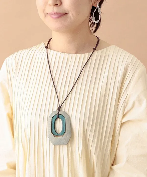 Wood double square top necklace (2 colors) A24WPN044
