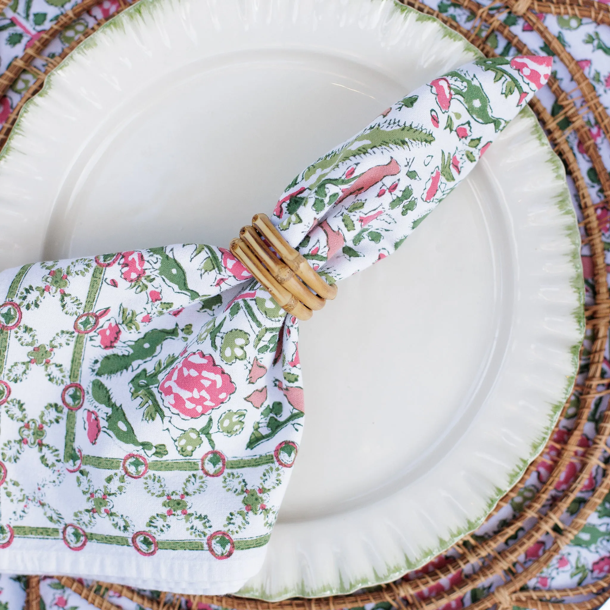 Wrapped Bamboo Napkin Rings | Set 4