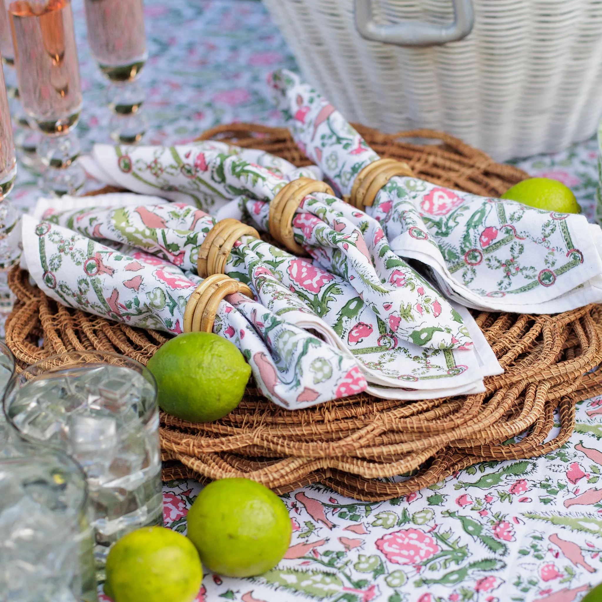 Wrapped Bamboo Napkin Rings | Set 4