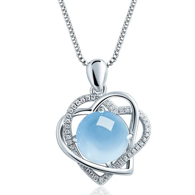 Zoeber Fashion Silver Gold Cubic Zirconia Heart Pendants Necklace  Box Chain Choker Necklaces for Women Statement Jewelry Gifts