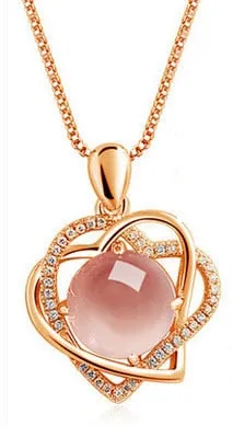 Zoeber Fashion Silver Gold Cubic Zirconia Heart Pendants Necklace  Box Chain Choker Necklaces for Women Statement Jewelry Gifts